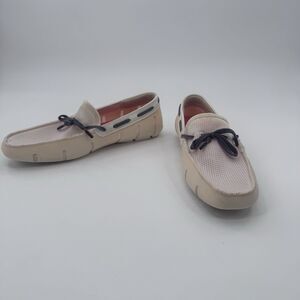 Swims Men's Cream Braided Lace Loafers Salmon Insoles Size 9 Fast Shipping